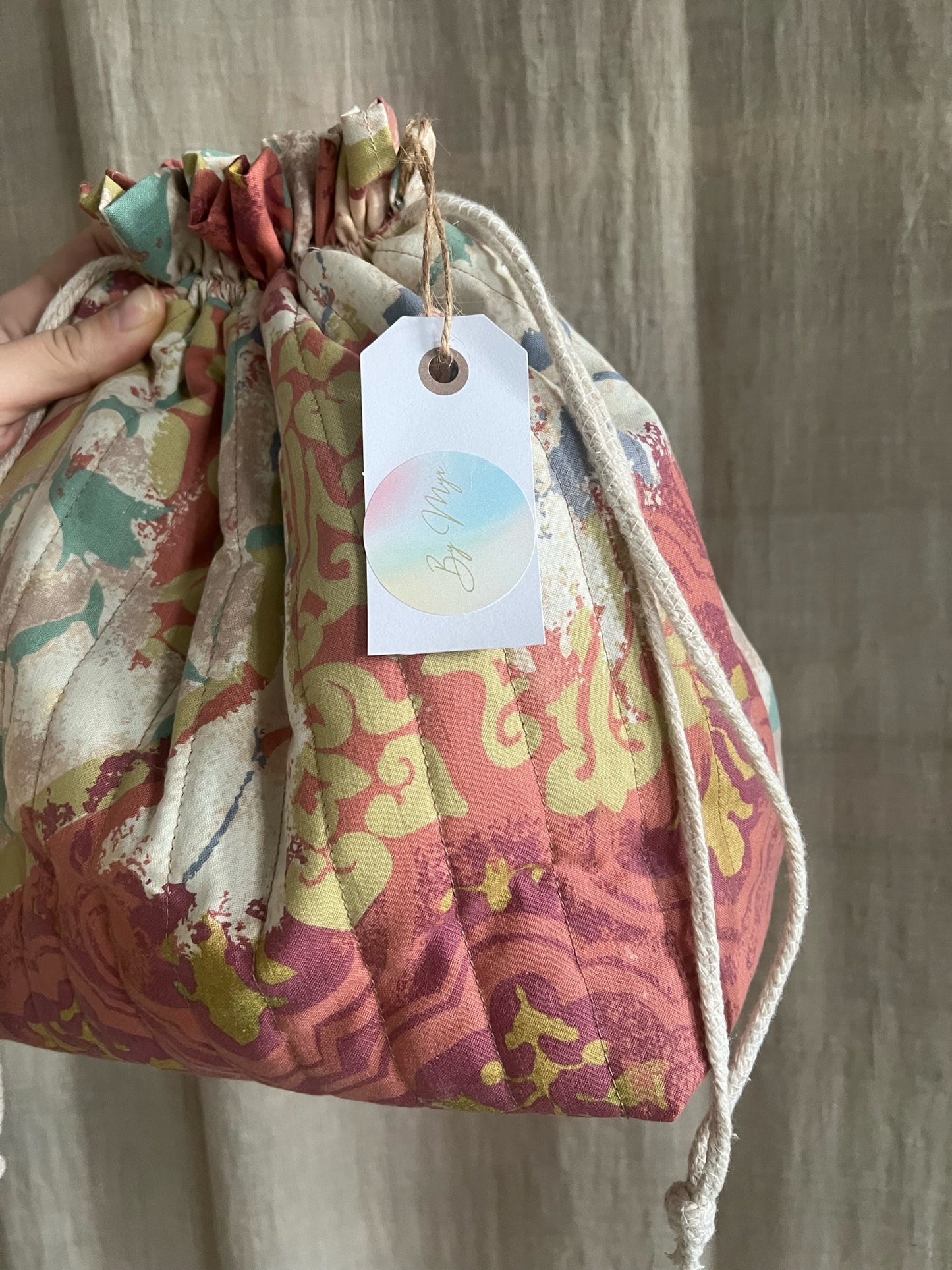 Lykke Project Bag, Pastel Botany, large, ready-made