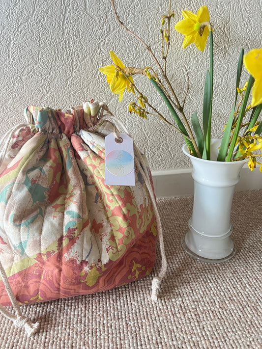 Lykke Project Bag, Pastel Botany, large, ready-made